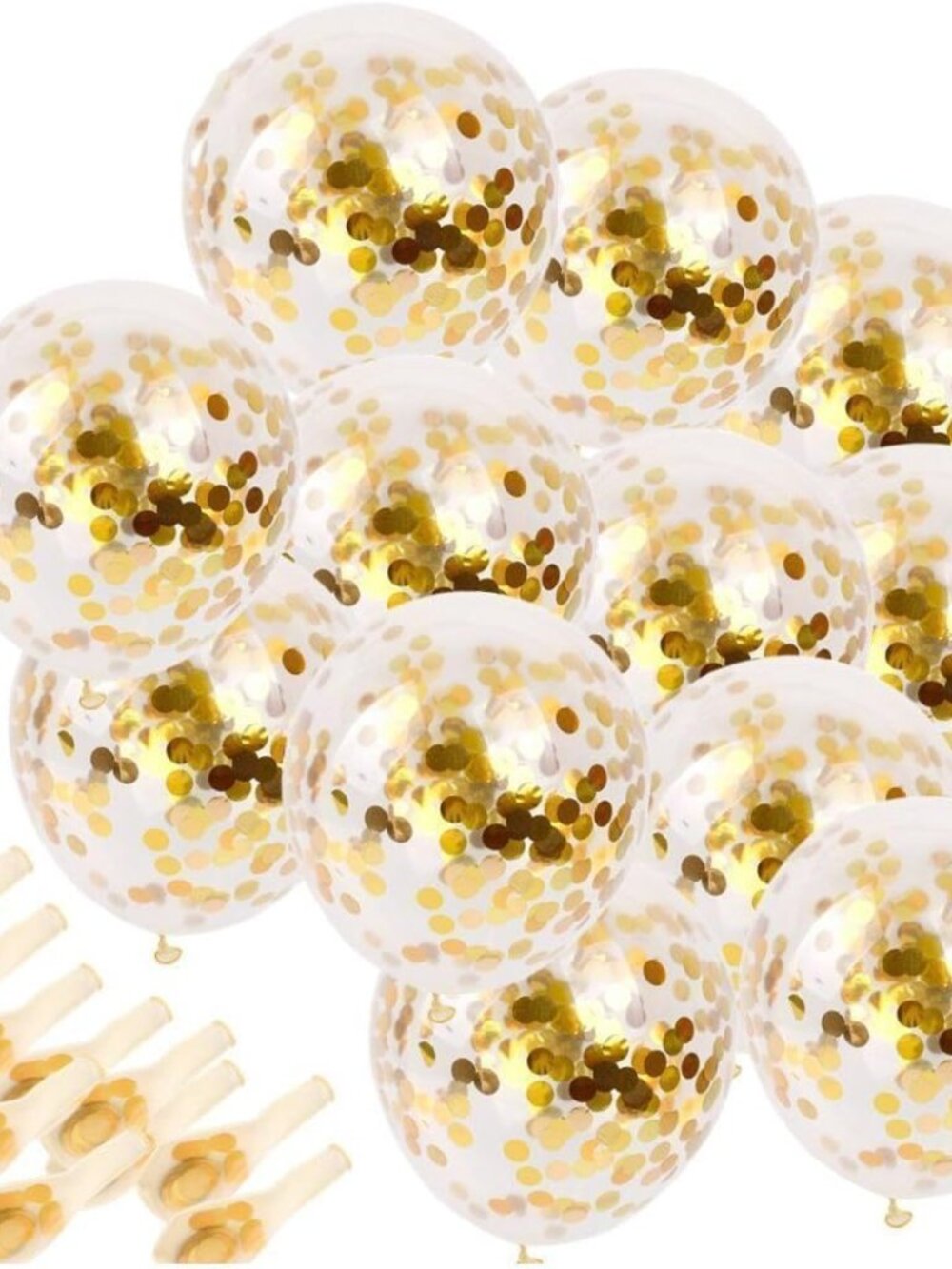Gold Confetti Balloons 20 Pieces, 12 Inches Party Balloons With Golden Paper Con